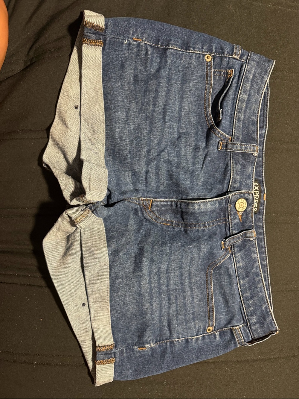 Express High-Rise Dark Blue Denim Shorts
